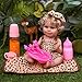 BABESIDE 11-Piece Baby Doll Clothes & Accessories for 10-12 Inch Dolls - Feeding Set with Carry Bag, Bottles, Tableware, Outfits for Newborn Girl (Leopard Pattern)