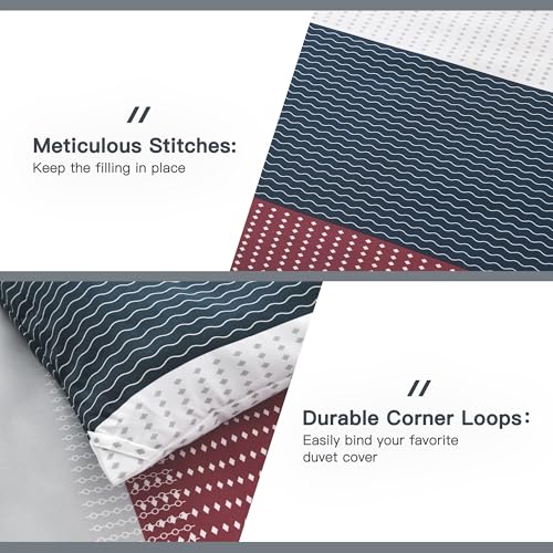 Litanika Comforter Set California King Size Red Blue - 3 Pieces Lightweight Colorblock Stripe Fluffy Bedding Comforter Sets, All Season Bed Set