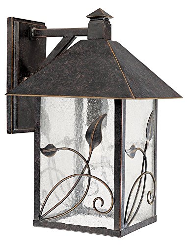 Franklin Iron Works French Garden Rustic Natural Cottage Outdoor Wall Fixture Bronze Metal Leaf and Vine Motif 15' Clear Seedy Glass Decor Exterior House Porch Patio Outside Deck Garage Front Door