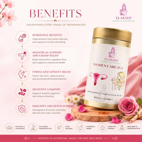 Image of Women Care Herbal Tea Bags - Hormonal Balance & Wellness Support, Ayurvedic Blend with Shatavari, Ashwagandha & Tulsi, Stress Relief & Digestive Support, Biodegradable Cotton Tea Bags (Pack of 1)