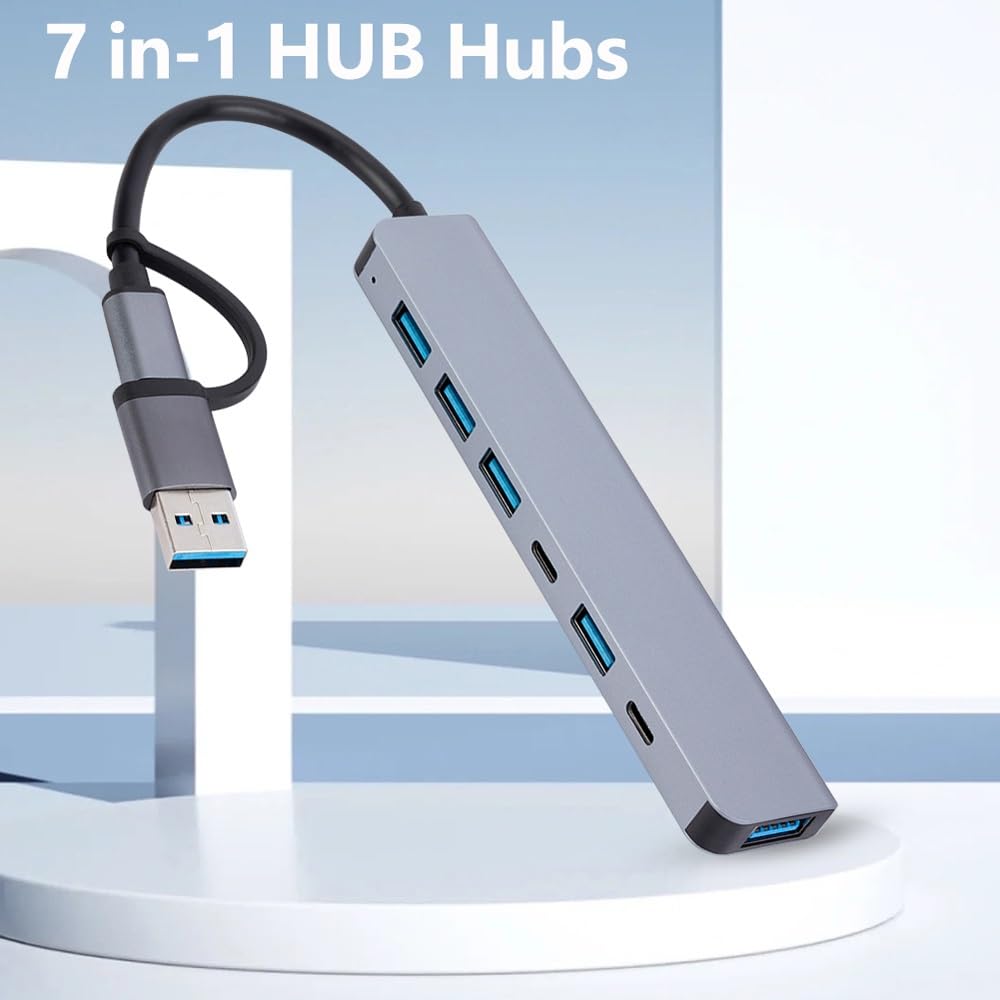 Adattatore multi splitter USB di tipo C 4/5/7 porte Hub USB Expander trasmissione ad alta velocità Plug and Play per PC Computer (dimensioni: C)
