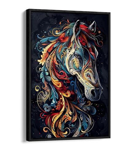 Tableau licorne 50x75 cm avec cadre noir pour décoration