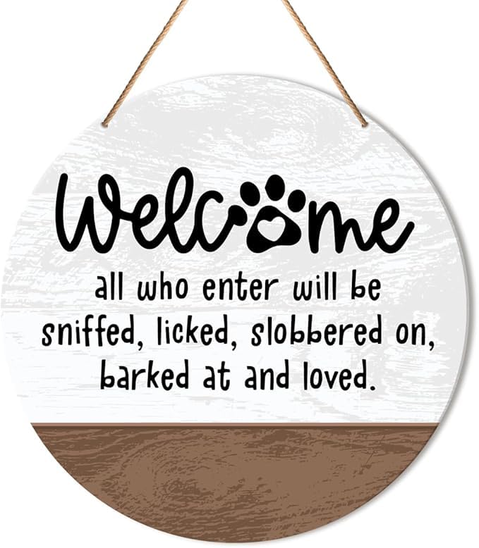 MANDALA SOUL Dog Welcome Sign Front Door Decor, Dog Welcome Hanging Sign Decor Farmhouse Wall Sign Decorations for Door, Porch, Home, Housewarming Gift for Dog Lover Dog Mom Dad Owner, All Enter Will Be Loved-picture-33