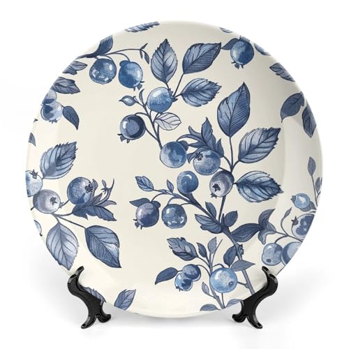Plato decorativo de porcelana con patrón de flores arándano 7 in miniatura 1