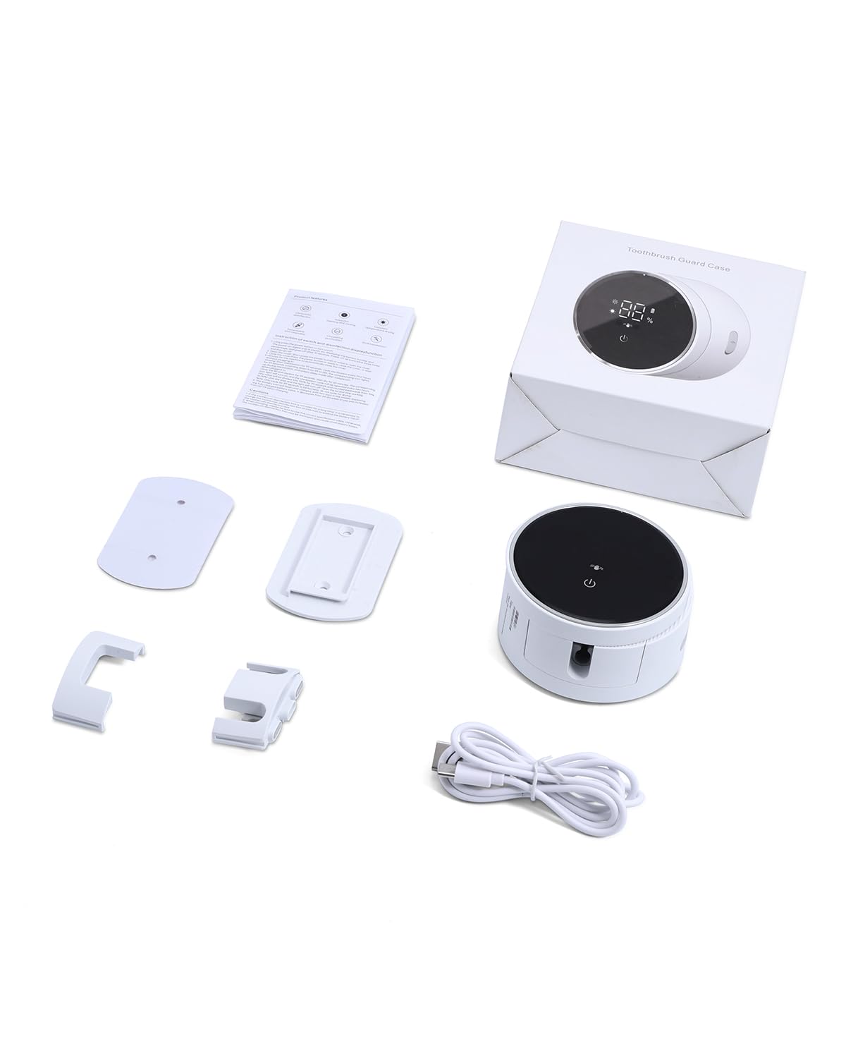 portaspazzolino igienizzante UV, supporto per spazzolino da denti a parete per bagno, schermo LED intelligente, custodia per spazzolino da denti con sanificazione UV integrata e asciugatura
