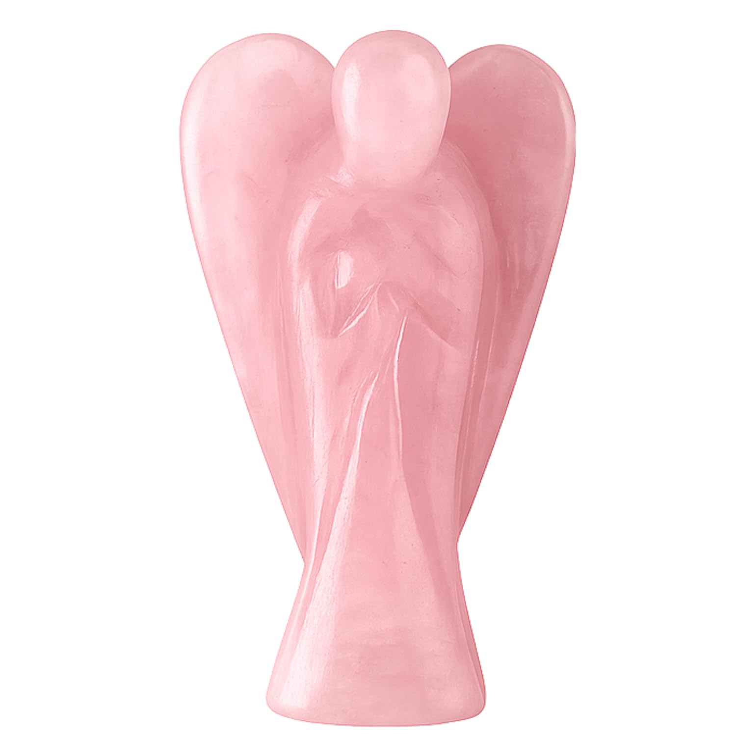 Rose Quartz Angel Statue – 2" Beautiful Gemstone Guardian Angel – Natural Crystal Angel – Hand-Carved Angel Charms for Protection, Love, Peace, and Positive Energy – Angel Figurines