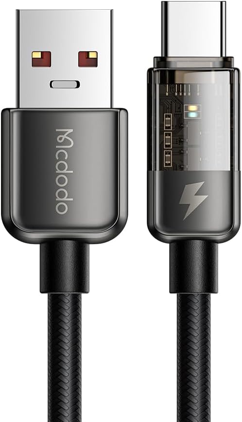 mcdodo[Type-C] Power Off/On Smart Auto Disconnect LED 5A USB C Charging Data Cable Nylon Braided Fast Charge Compatible with Phone 15/15 Pro Max Samsung Galaxy S20,S10,S9,Google,Nexus 6P,LG,HTC