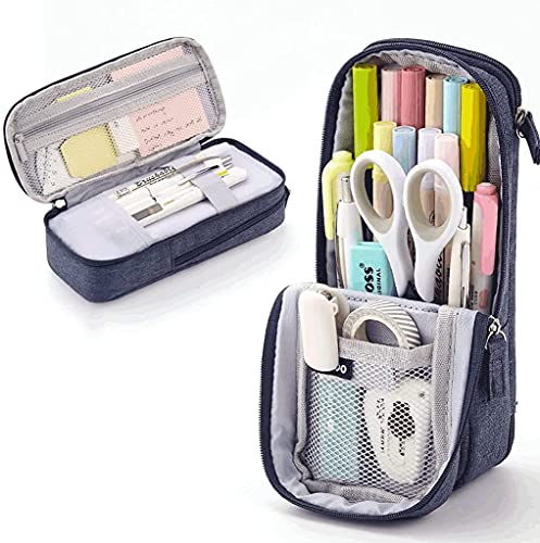 Caso di matita grande capacità in piedi matita matita multistrato porta matita matita borsa sacchetto regalo per ragazzi adolescenti bambino adulto studente adulto -4 clotors penna borsa sacchetto