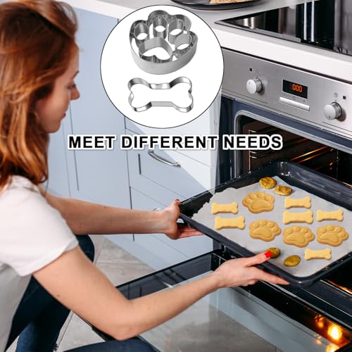 4 Stück Edelstahl Hunde Keks Ausstechformen Set, Knochenform und Pfotenabdruck, verschiedene Größen für hausgemachte Hundekekse, Gebäck und kreative Backideen