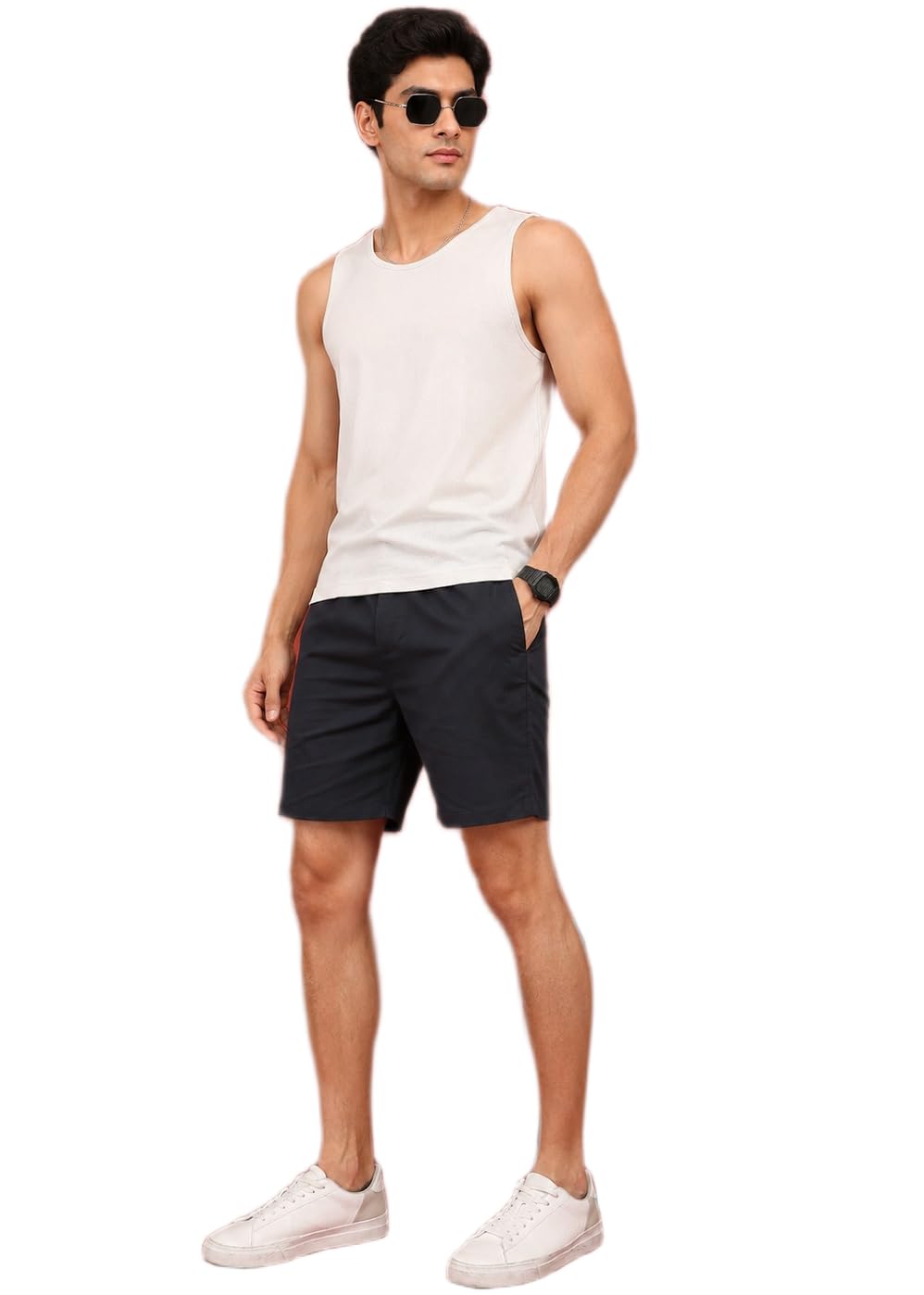 Men's Classic Black Solid Linen Regular Fit Casual Shorts – Mid-Rise Elasticated Waistband S to XXL-picture-24