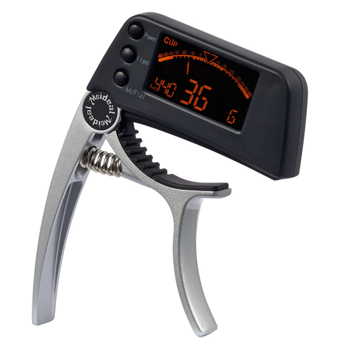 2St Stimmgerät für E-Gitarre Gitarren-Kapodaster elektrisch Bassgitarre Bass-Tuner Kapodaster für Gitarren stimmgerät für akustische gitarre Clip-on-Gitarren-Tuner Silver Hoement