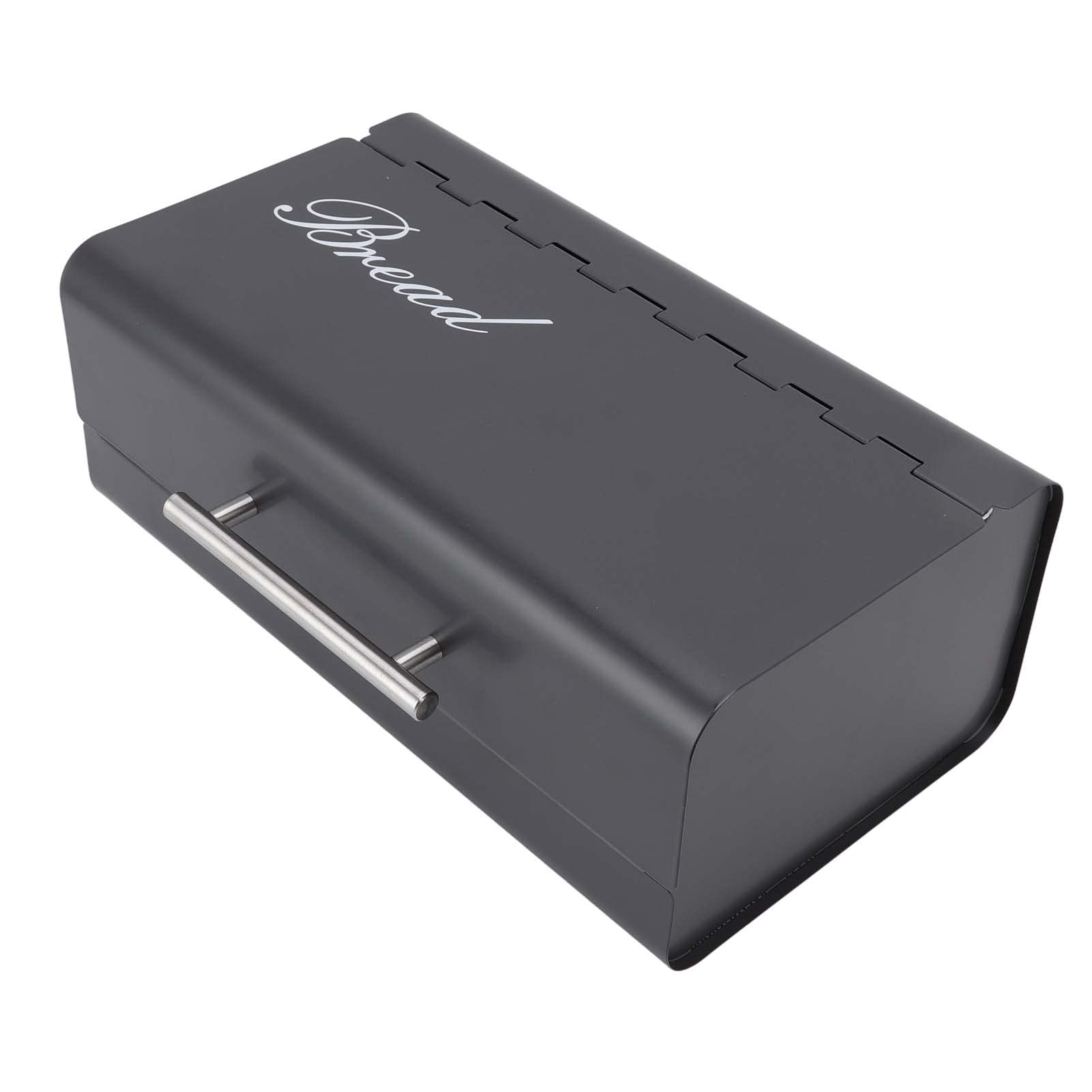 Caja de Pan para Encimera de Cocina, Soporte de Almacenamiento de Pan de Hierro de Gran Capacidad con Puerta Tipo Almeja para el Hogar (Gris oscuro)