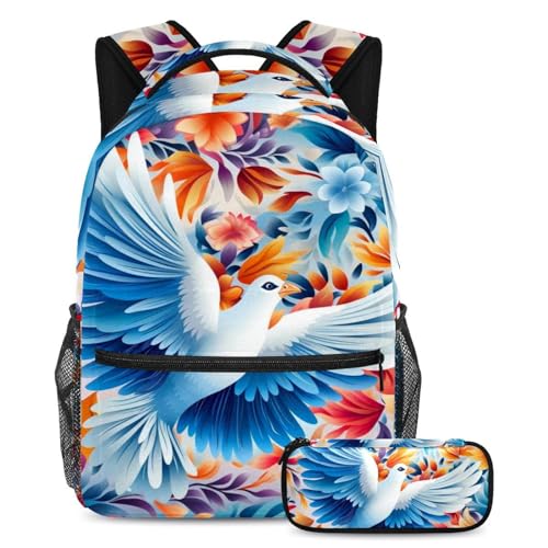 Sac a dos colombe de la paix avec fleurs pour l'ecole primaire et les sorties