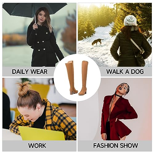 Image of SelenePair Women's Over The Knee Boots Stretch Thigh High Block Mid Heel Boot Fashion Side Zip Winter Boots