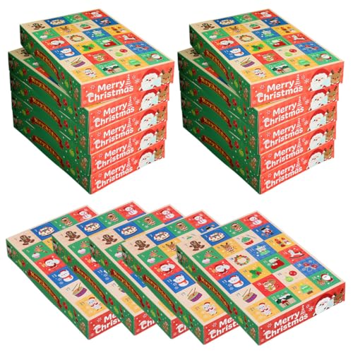 LOLIPPYY 15個クリスマスカウントダウンボックス 空のキャンディボックス お菓子用紙製仕切り容器 アドベントカレンダー 日間カウントダウン ホリデーイベント対応