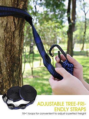 Kootek Camping Hammock, Camping Essentials, Lightweight Portable Double & Single Hammock with Tree Straps, Camping Gear for Outside Hiking Camping Beach Backpack Travel - Image 5