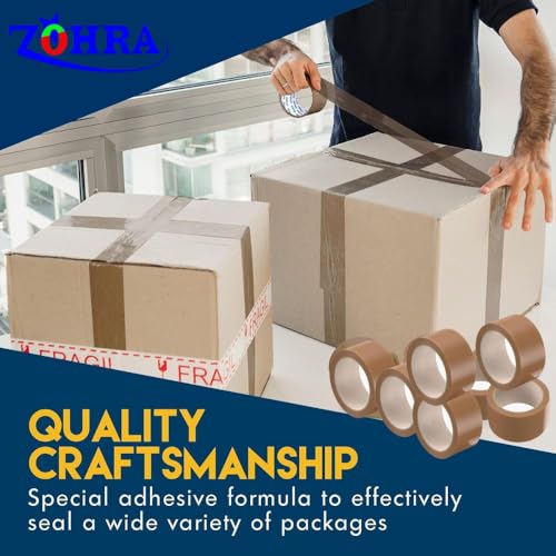 Image of ZOHRA Pack Of 4 Per Pack Self Adhesive Brown Packing Cello Tape - 65 Meters in Length - 48mm Width, BOPP Industrial Packaging Tape for E-Commerce Box Packing