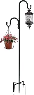 MIPON 78 Inch Double Shepherds Hooks for Outdoor Bird Feeder,Hanging Plants,Solar Light,Adjustable 78/62/46/30 Inch,3/4 Inch Width Garden Shepards Hook