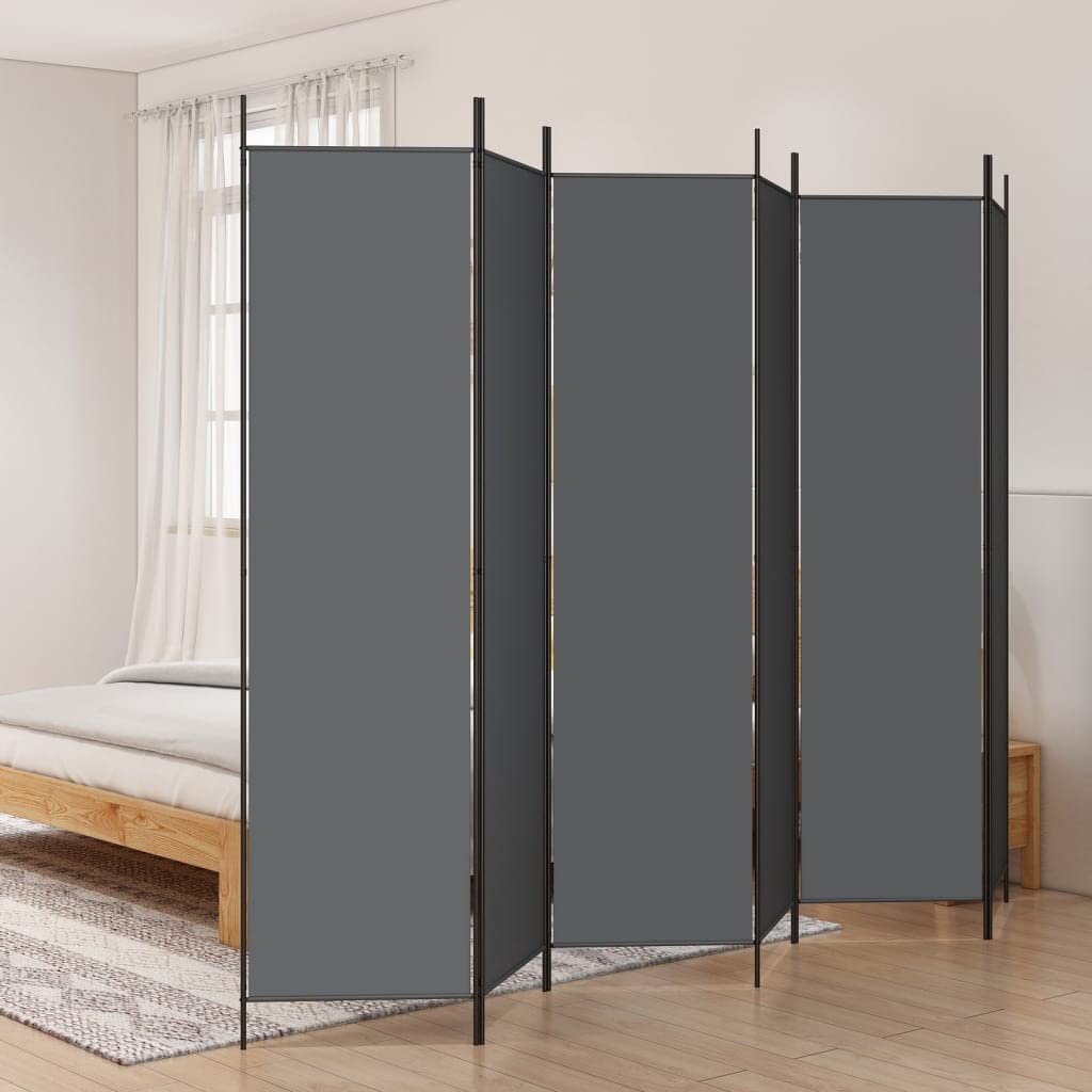 WIFESE Biombo de 6 piezas, color antracita, 300 x 200 cm, de tela, separador de ambientes, moderno, separador de ambientes, para interior, balcón, privacidad, terraza, vestidor privado, para