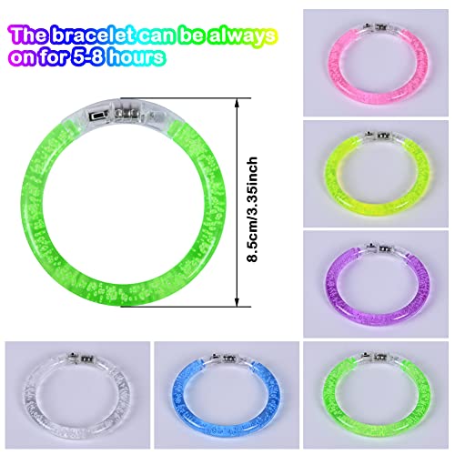 AUAUY 16 Stück LED Leuchtarmbänder Blinkende Armbänder in der Dunkelheit Party Zubehör Glowstick Armband, Beleuchtendes Spielzeug für Geburtstagsparty Geschenke, Armreif für Kinder Erwachsene