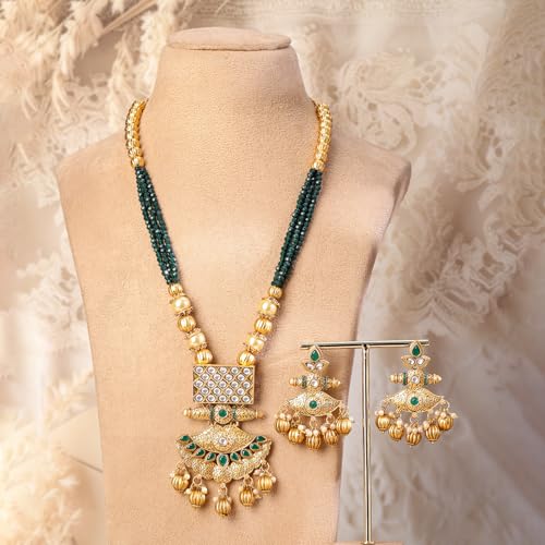 Image of Rubans Long Necklace Set Gold Plated Traditional Stylish Multicolour Jewellery Gift for Women & Girls