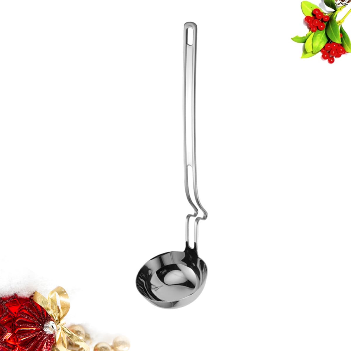 SOLUSTRE Curved Handle Stainless Steel Soup Ladle Food Serving Spoon for Home Restaurant Party Buffet Use and Convenient Hanging Design