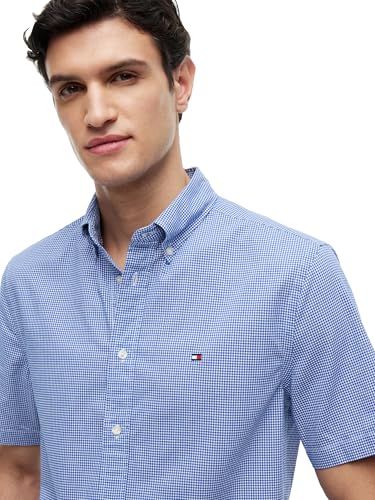 Image of Tommy Hilfiger Men's Short Sleeve Poplin Shirts in Regular Fit, Men's Button Down Shirts