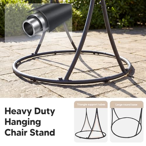 Image of SUNCREAT Hammock Chair with Stand Included, Heavy Duty Hanging Chair with Stand, 330 lbs Capacity, Patented, Beige