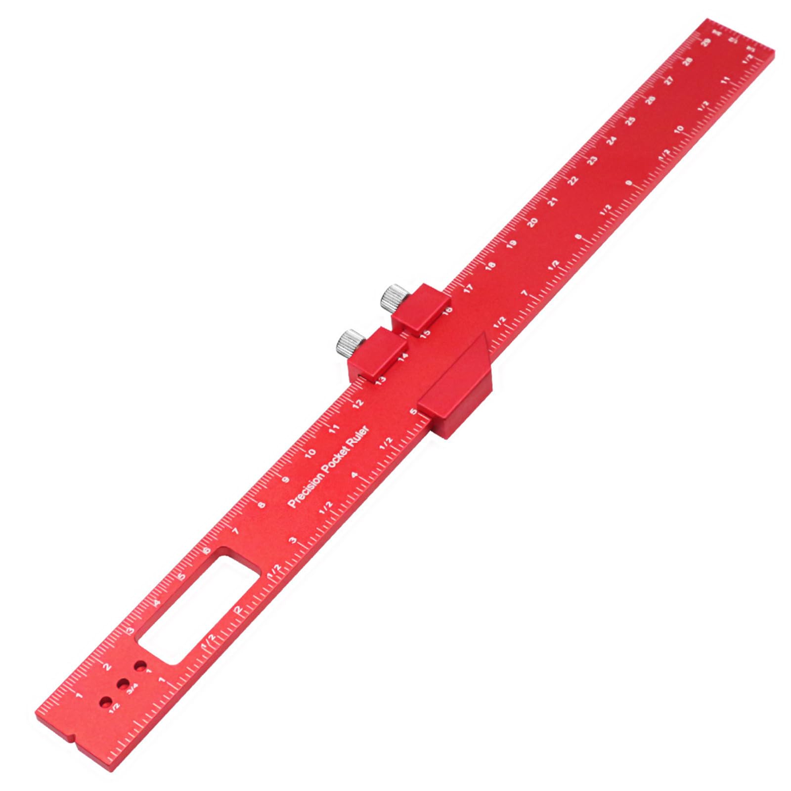 Msioytog H300 T Track Ruler Woodworking Ruler Pocket Metal Slide Rule Inch & Metric T Type Scribing Square Pocket Metal Slide
