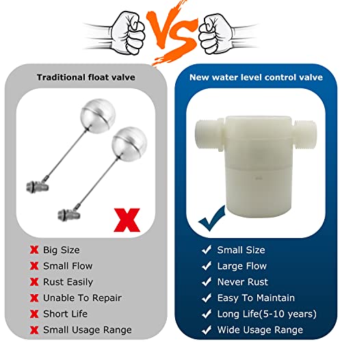 Image of Water Float Valve, Water Level Control Water Tank Traditional Float Valve Upgrade 2 PCS(3 /4 inch, side inlet)