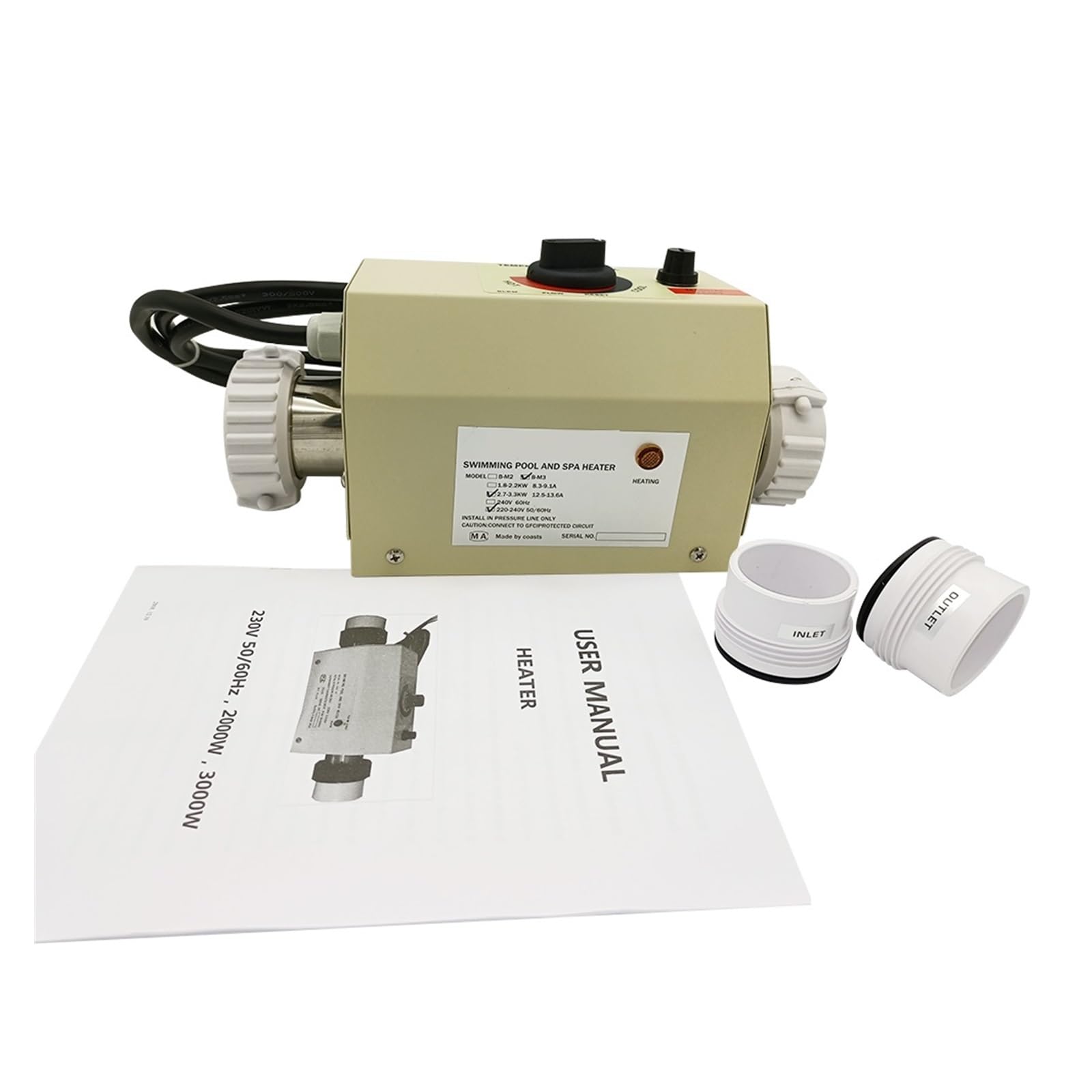 EDEDE Riscaldatore Elettrico, Riscaldatore di Acqua da 3 KW/3KW for Piscina e Bagno termale