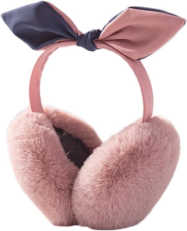 Ear Warmers Women's Winter Earmuffs Foldable Bow-Knot Faux Fur Fleece Ear Warmers Suitable for Cold Weather for Men and Women (Color : C)