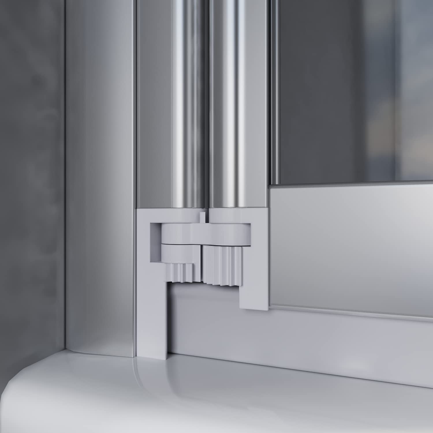 SONNI Parete Pieghevole Vasca da Bagno, 3 Ante, Vetro 4mm, 130x140cm | Silenziosa, Nano Rivestimento, Alluminio, Risparmio Spazio, Per Piccolo Bagno, Famiglia , Facile Pulizia