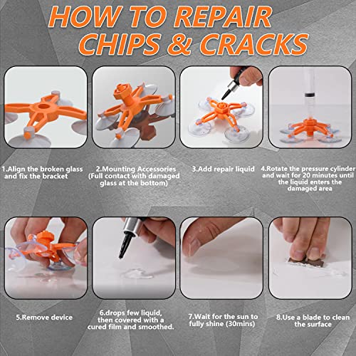 Aoda New Windshield Repair Kit, Automotive Glass Repair Fluid With Syringe Thrusters, Glass Chip Repair Tool Liquid For Chips,Cracks,Star-Shaped Crack #TOP5
