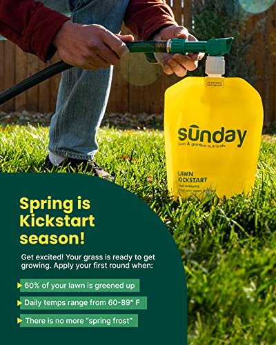 Sunday Lawn Kickstart Fertilizer, 42.3Oz - Lawn Fertilizer For Lawn Improvement - Includes Universal Sprayer Attachment - Covers Up To 5,000 Sq Ft - Easy Application In 15 Minutes Or Less - Boost Your Lawn's Health Today! #TOP3
