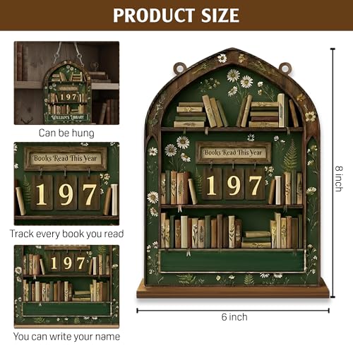Books Read This Year Tracker Sign – Wooden Reading Counter Shelf Decor, Thoughtful for Book Lovers, Readers, Book Club Members & Bookworms, Includes 3 Cute Bookmarks (Books Read This Year Wooden 1) - Image 3