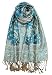 Achillea Soft Silky Reversible Paisley Pashmina Shawl Wrap Scarf w/ Fringes 80" x 28" (Teal 2)
