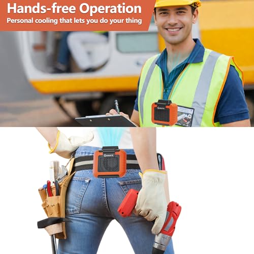 Image of Portable Waist Fan - 6000mAh Battery, 3 Speeds, Strong Airflow, Up to 16 Hours Working Time, Portable Hands-Free Cooling Belt Clip Fan for Construction Workers, Couriers, and Campers