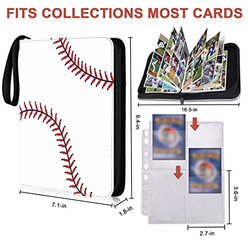 Baseball Card Binder 400 Pockets, Trading Card Binder Waterproof Sports Card Binder Album Card Holder With Sleeves -50 Removable Card Sleeves Collectible Fits For Baseball Cards, Football Sports Card #TOP1