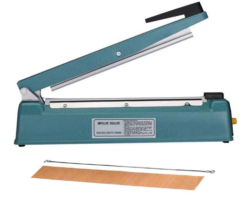 30 cm (12") Máquina Manual de Termoselladora de Mano de Bolsa Impulso, Bolsa de Plástico de Poliéster para Herramienta de Termosellado, Extra 1 Hoja Y 1 Fusible, Control De Circuito Electrónico