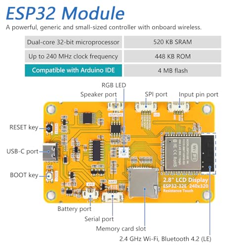 Image of Freenove Bitcoin Miner Solo Lottery Miner, ESP32 CYD 2.8 inch Touch Display 240x320 Pixel TN Screen ST7789 Driver, Dual-core 32-bit 240 MHz Microcontroller WiFi+BT Programmable, Code Tutorial