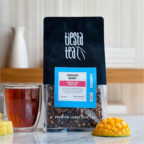 Image of Tiesta Tea - Forever Berry Tea, Loose Leaf, Tropical Acai White Tea, Premium Low Caffeine Tea Blend, Make Hot or Iced & Up to 200 Cups, 16 oz Resealable Bulk Pouch