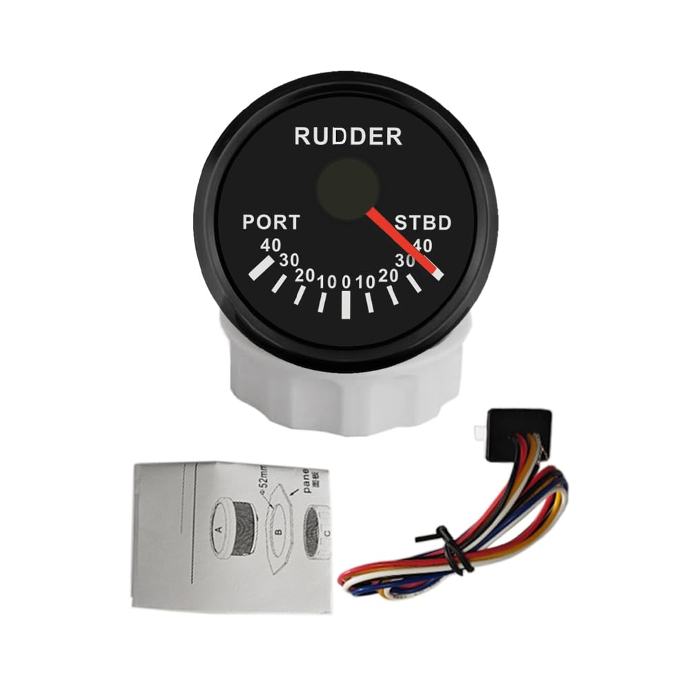 ELING 2 Zoll Ruderwinkelanzeige 52 mm Manometer mit 7 Farben Hintergrundbeleuchtung 0–190 Ohm 12 V 24 V für Marine Segelboot Fischerboot