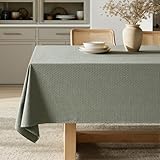 MIULEE Olive Green Linen Cotton Table Cloth Rectangle Tablecloth Spring Waterproof Spillproof Cross-Star Textured Table Cltoth Decorative Farmhouse Style for Dining Party Weddings 60x120 Inch