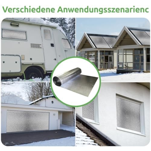ISOLIERFOLIE FÜR RADIATOR | Reduziert Kälte und Wärme | 100% ALUMINIUM | Wärmedämmfolie für Fenster, Wand, Boden, Decke, Auto, Garage, Camper, Klimaanlage [0,60 x 2,5 m] | 3 m²+ 2 Isolierbänder
