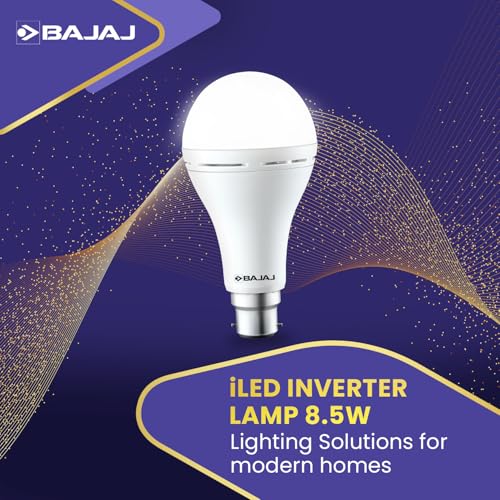 Bajaj iLED 8.5W Rechargeable Emergency Inverter LED Bulb | Cool Day Light | Upto 4 Hours Battery | B22D | (Pack of 1, White) - Image 2