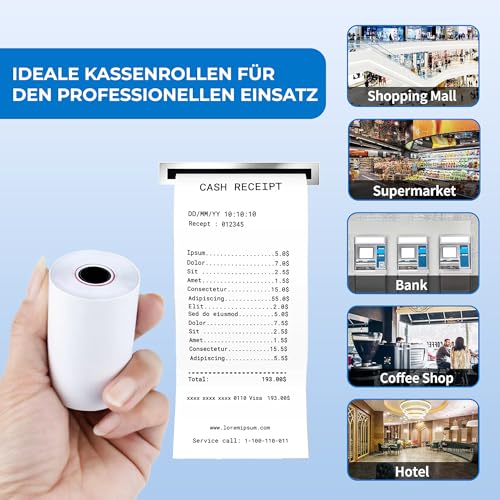 Double Dragon, 57 x 40 mm Premium Thermopapier Kassenrollen für PDQ Kreditkartenmaschine, POS, EPOS, Kassensystem [Packung mit 20]