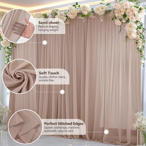 Cortinas de fondo taupe 10ft x 10ft 2 paneles de chiffon miniatura 5