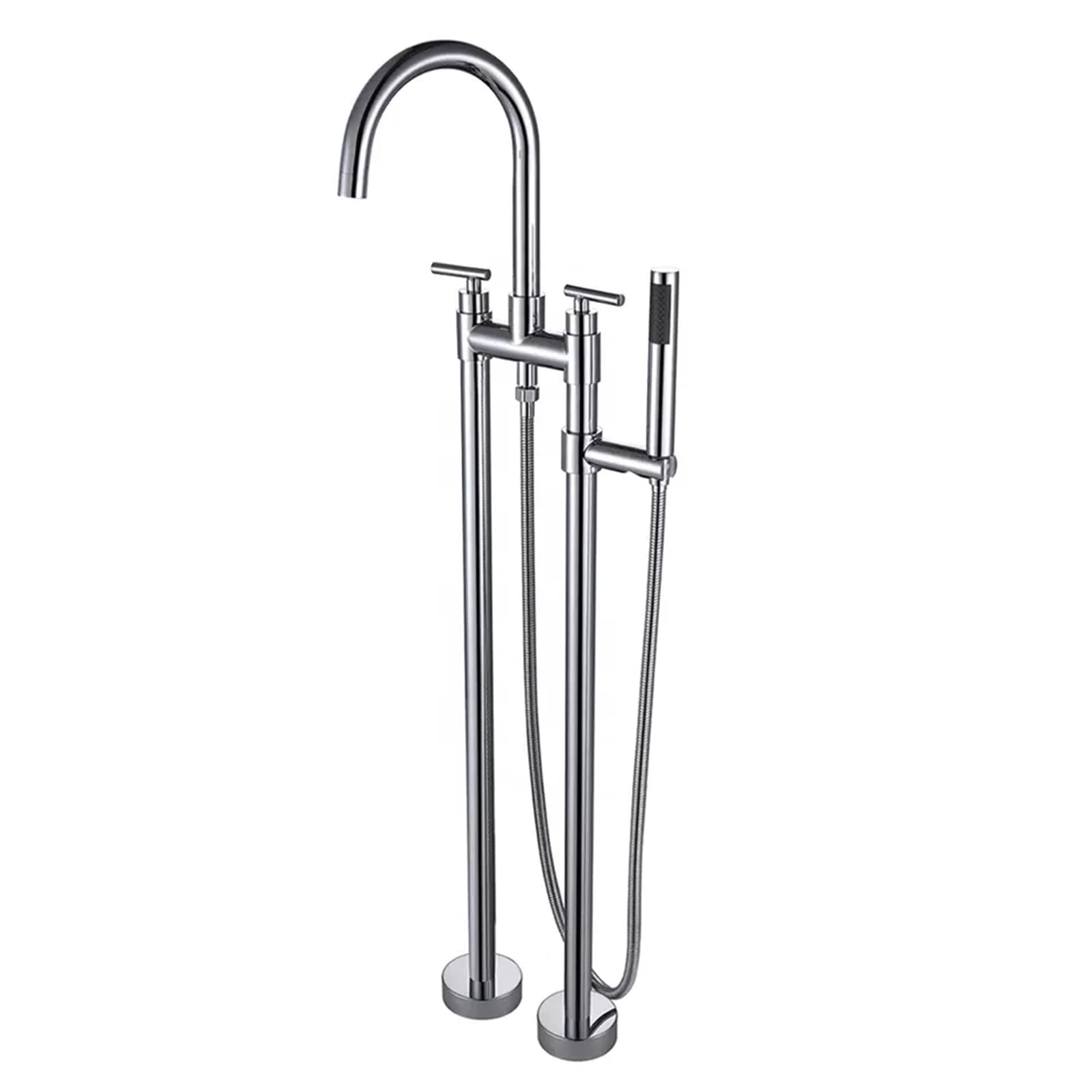 Robinet baignoire avec ensemble de douche à main flexible et colonne de sol inox