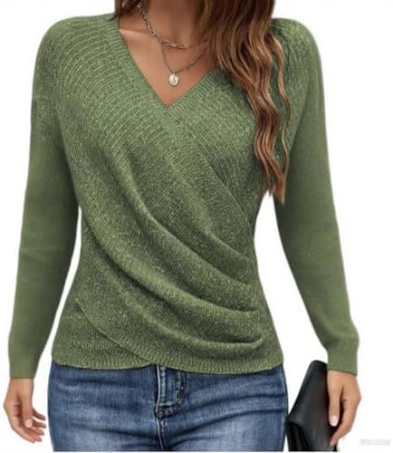 HVT Womens 2026 V Neck Sweater Criss Cross Pullover Long Sleeve K...